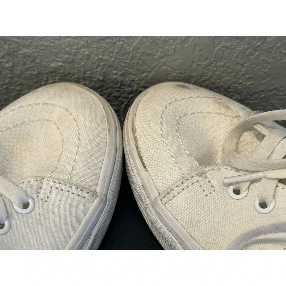 Vans Sk8-Hi High Top Sneakers Mens 7 Womens 8.5 True White Canvas Skate Shoes